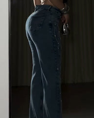 Rhinestone Straight Leg Jeans