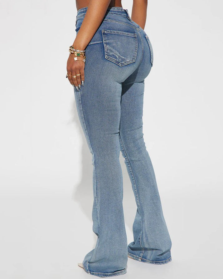 High-Rise Butt-Lifting Skinny Flared Jeans