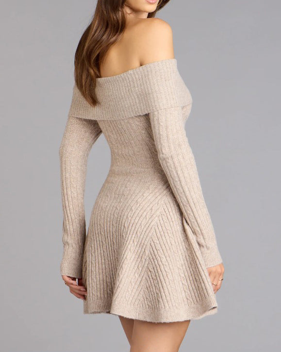 Knitted Off-Shoulder Slim-Fit Dress