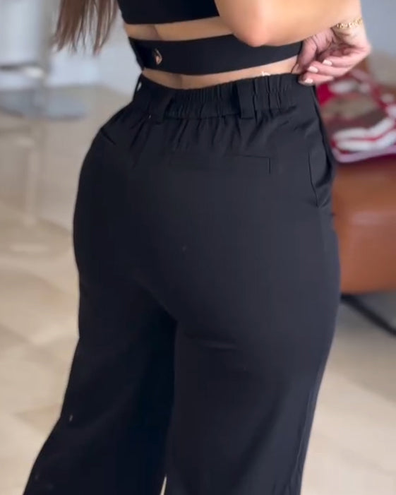 Sleeveless Wide Leg Pants 2-Piece Set
