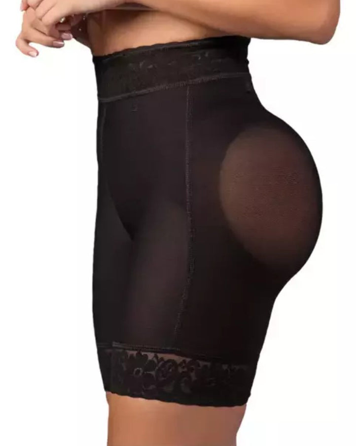 Mesh Lace Trims High Rise Butt Lifter Shorts