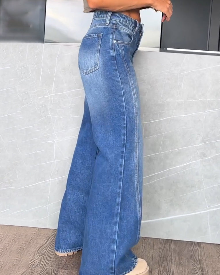 High-Rise Slimming-Fit Wide-Leg Jeans