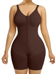 Breathable Leg Fabric Patchwork Bust Shaping Bodysuit