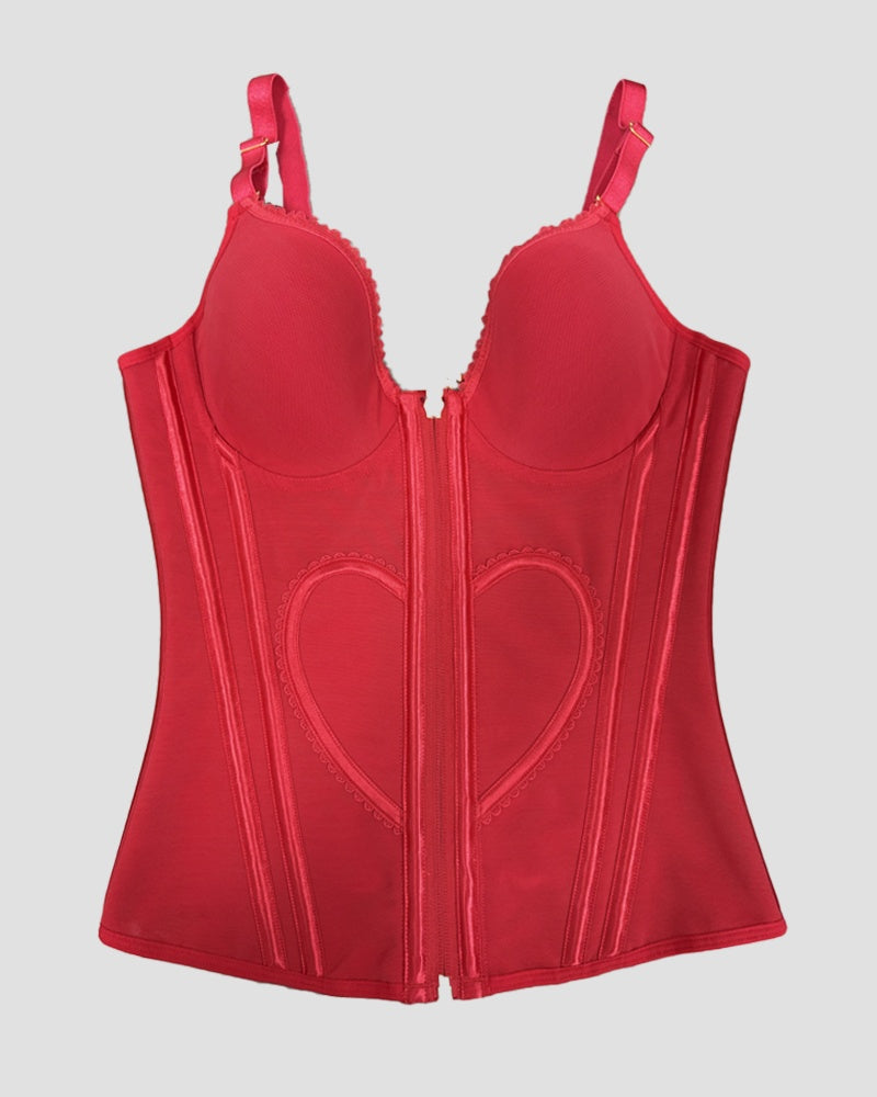 Heart Shape Tummy Control Compression Tanks Corset Waist Trainer Body Shaper with Zipper