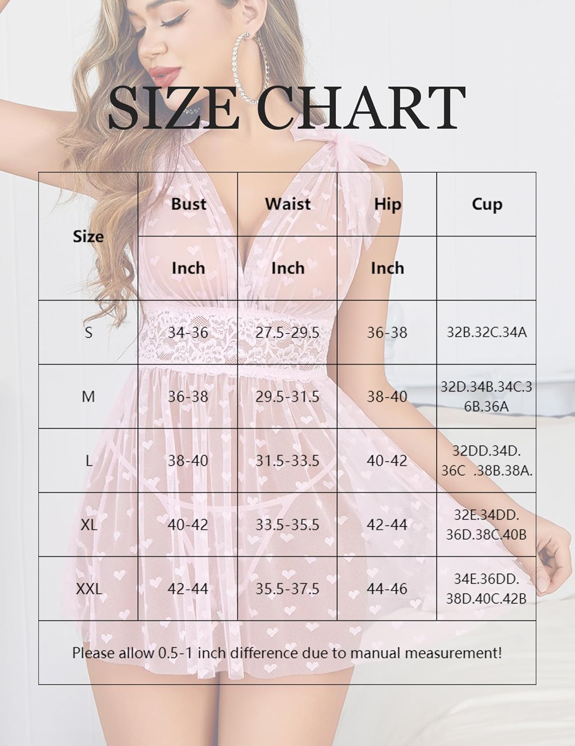 Sheer Mesh Lace Babydoll V Neck Nighty