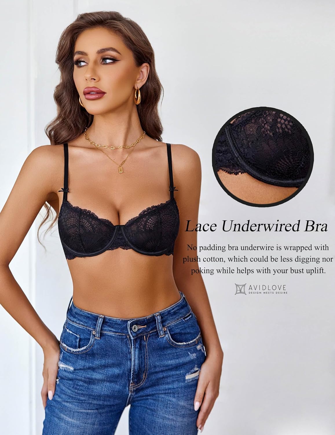 Lace Bra Sheer Underwire Unlined Bras