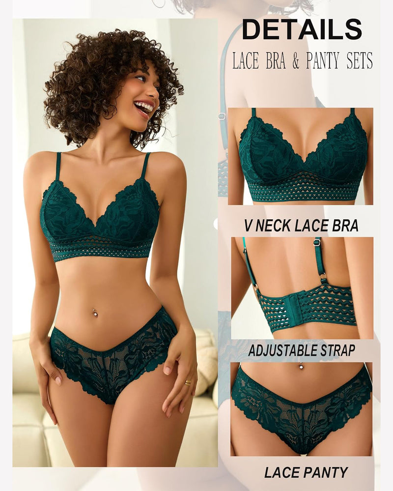 Lace 2 Piece Lace Bralette and Panty Set