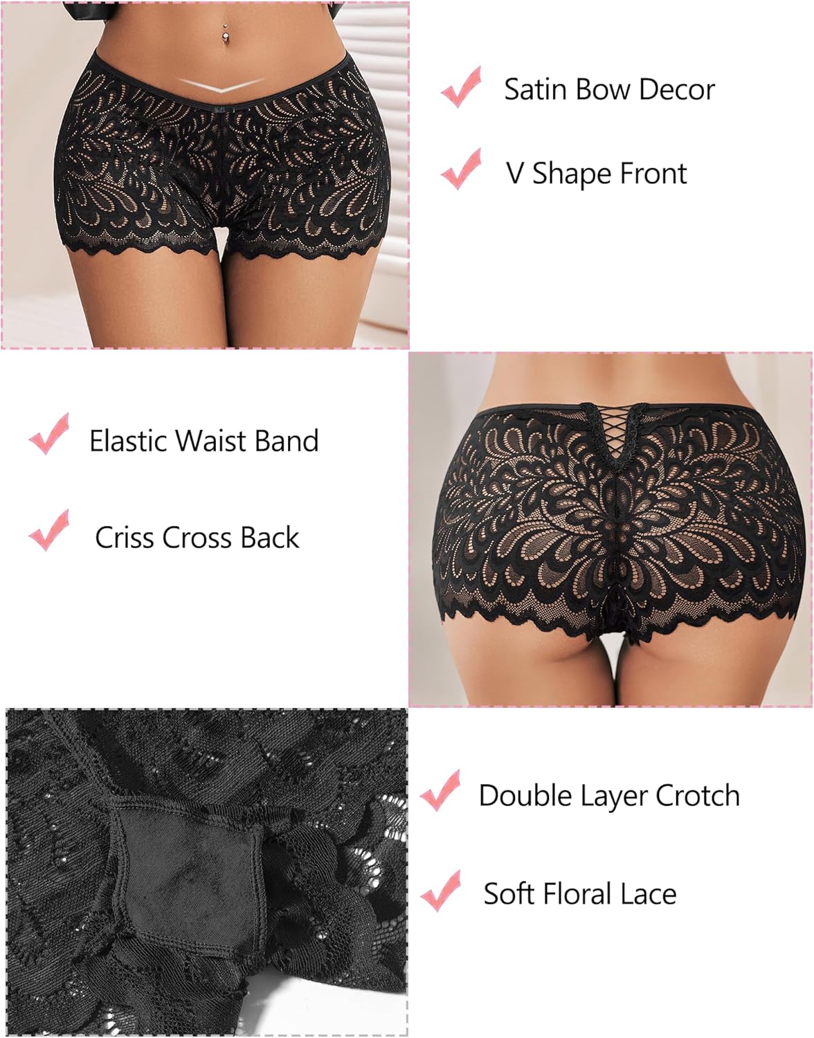 Boyshorts Panties Lace Boxer Briefs