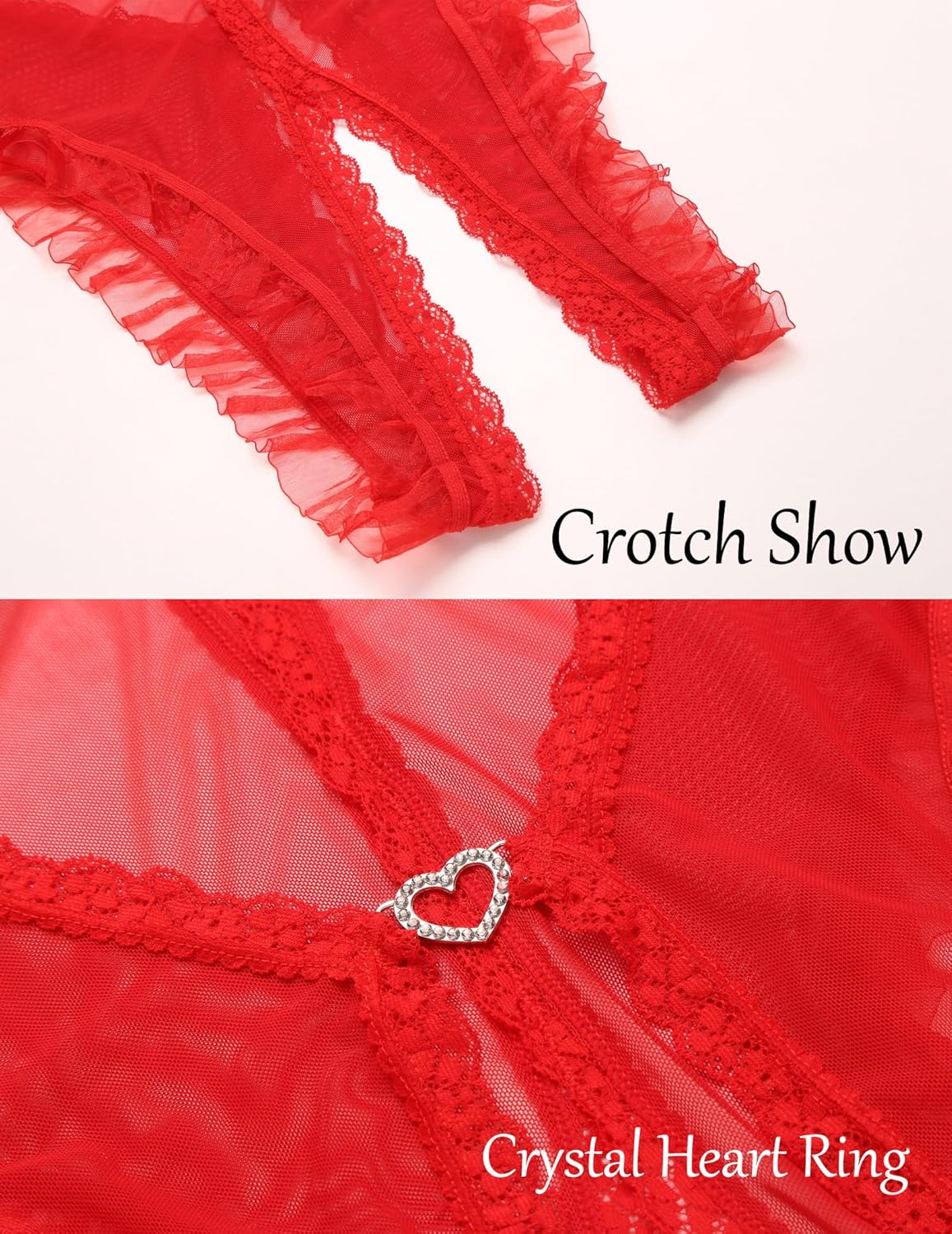 Lace V Neck Crotchless Teddy Lingerie