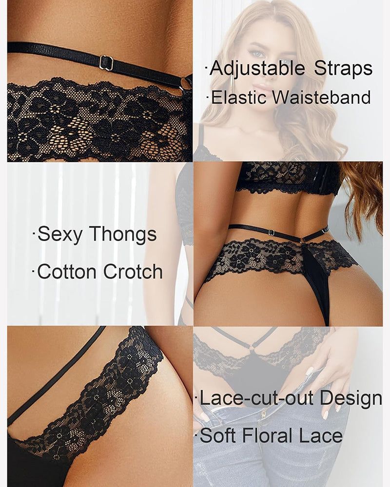 Lace Bikini Panties V Shape Waistband Thongs