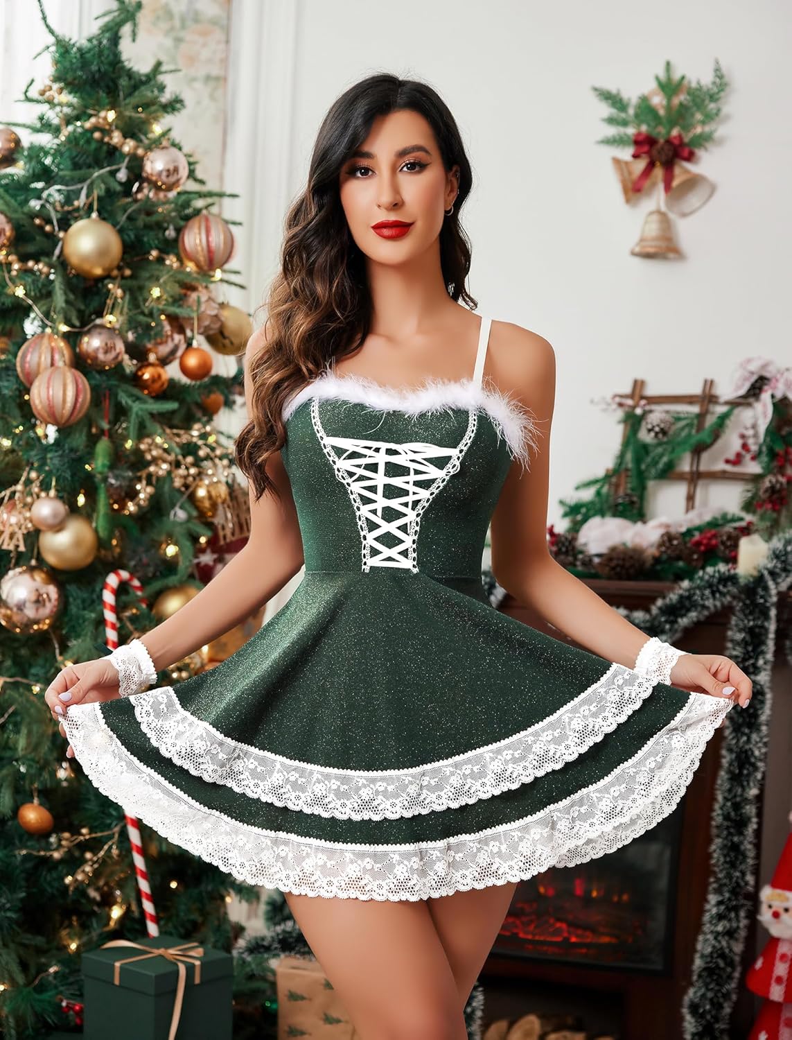 Christmas Dress V Neck Party Dress