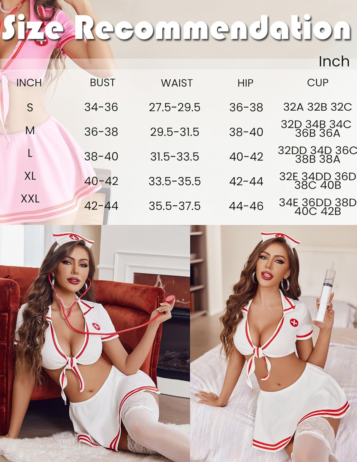 Nurse Cosplay with Tie Top and Mini Pleated Skirt Set