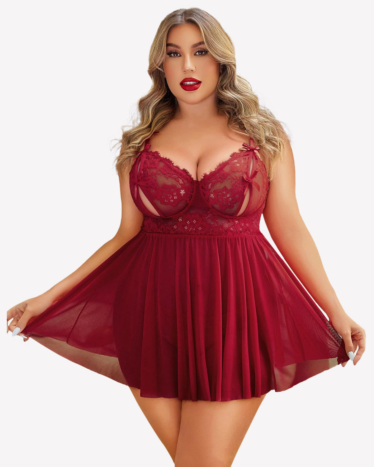 Plus Size Lace Babydoll Nighty