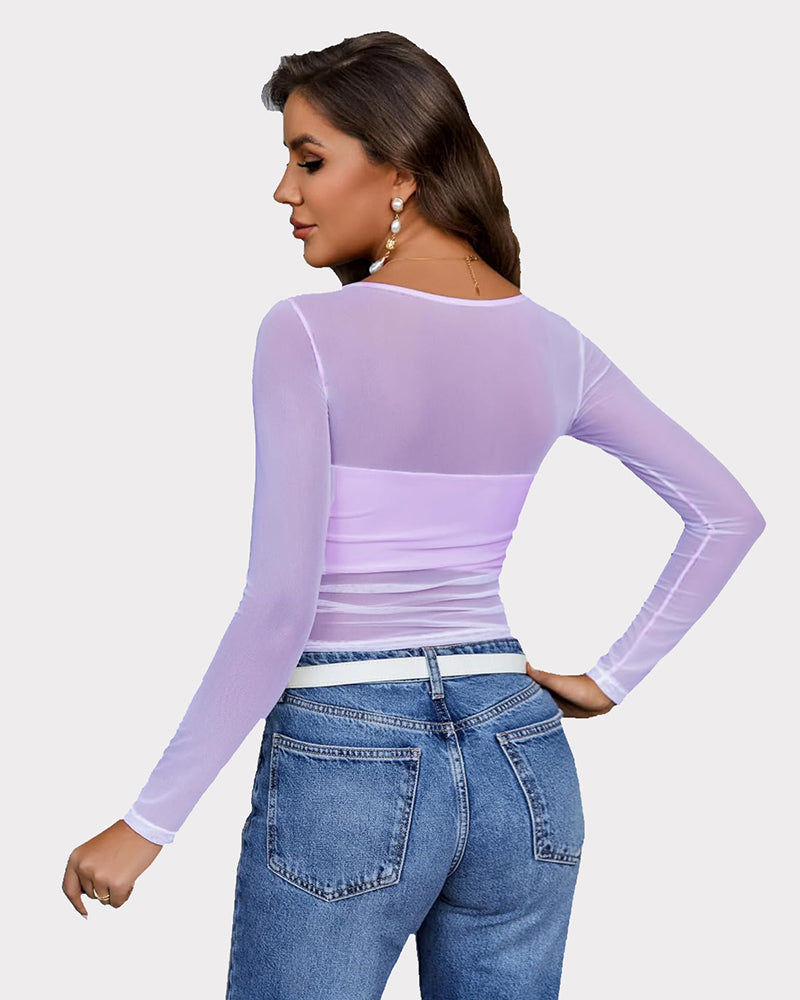 Asymmetrical Neck Sheer Crop Top