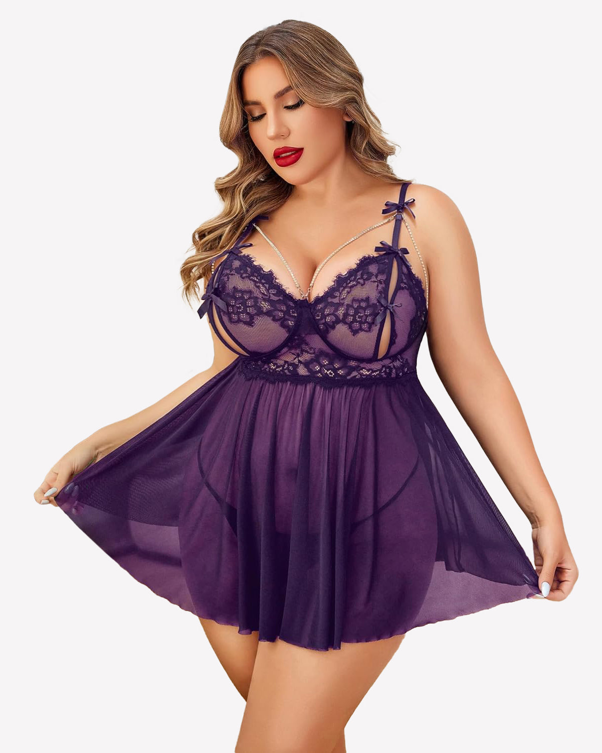 Plus Size Lace Babydoll Nighty