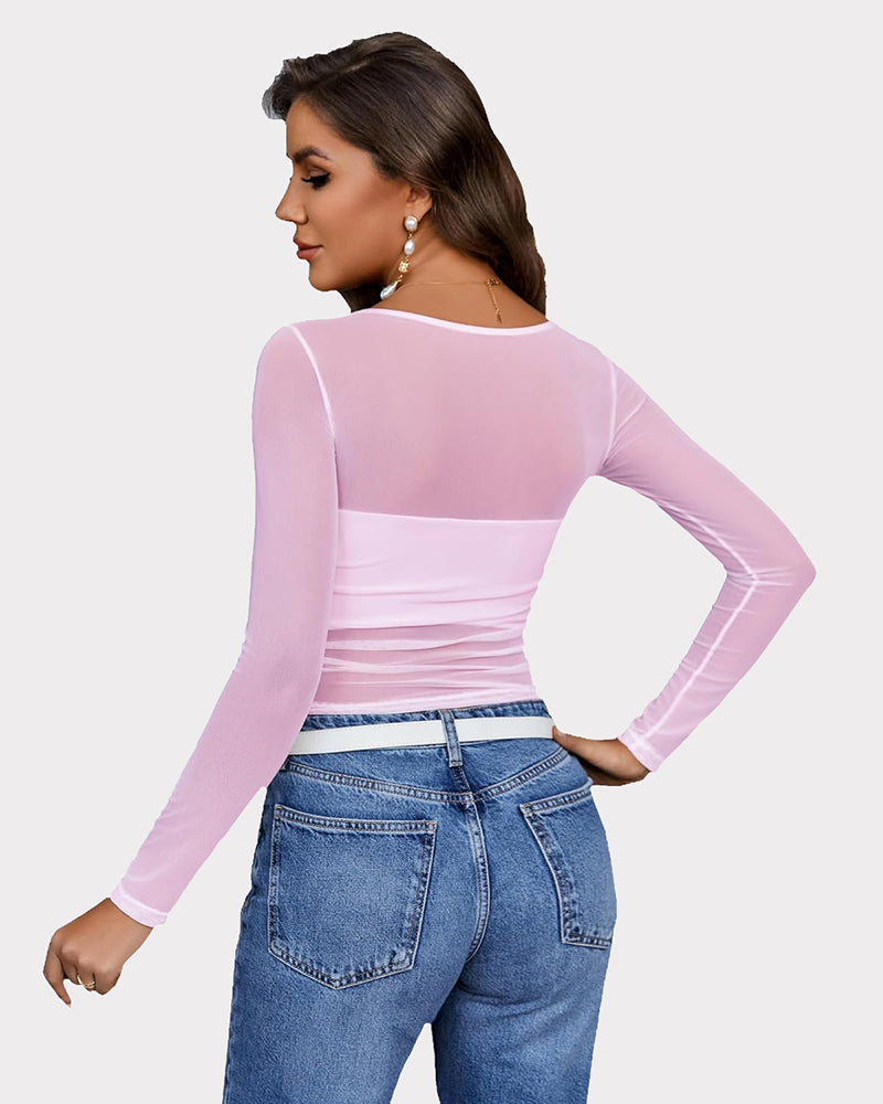 Asymmetrical Neck Sheer Crop Top