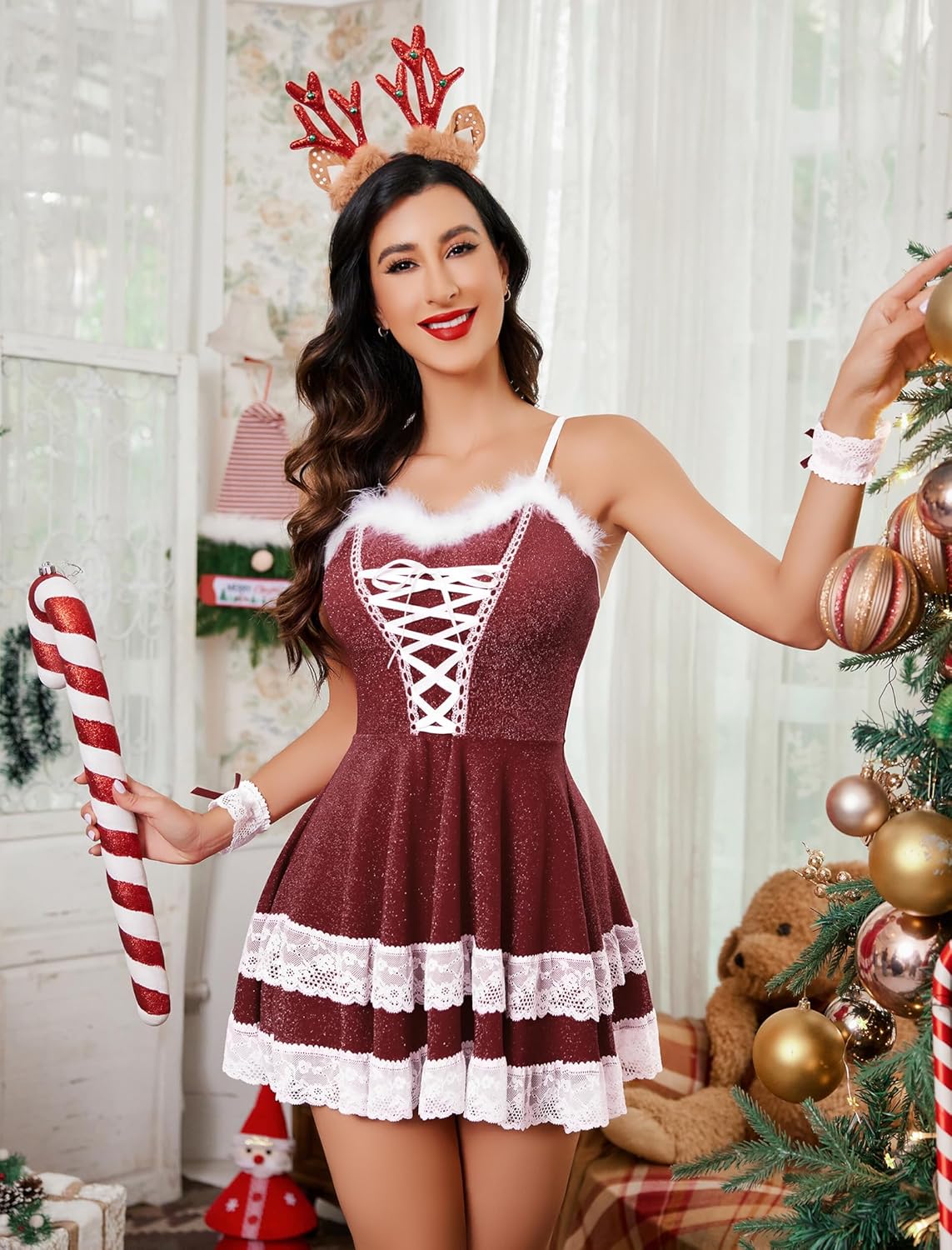 Christmas Dress V Neck Party Dress