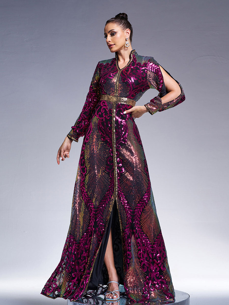 Cutout Sequin Maxi Dress
