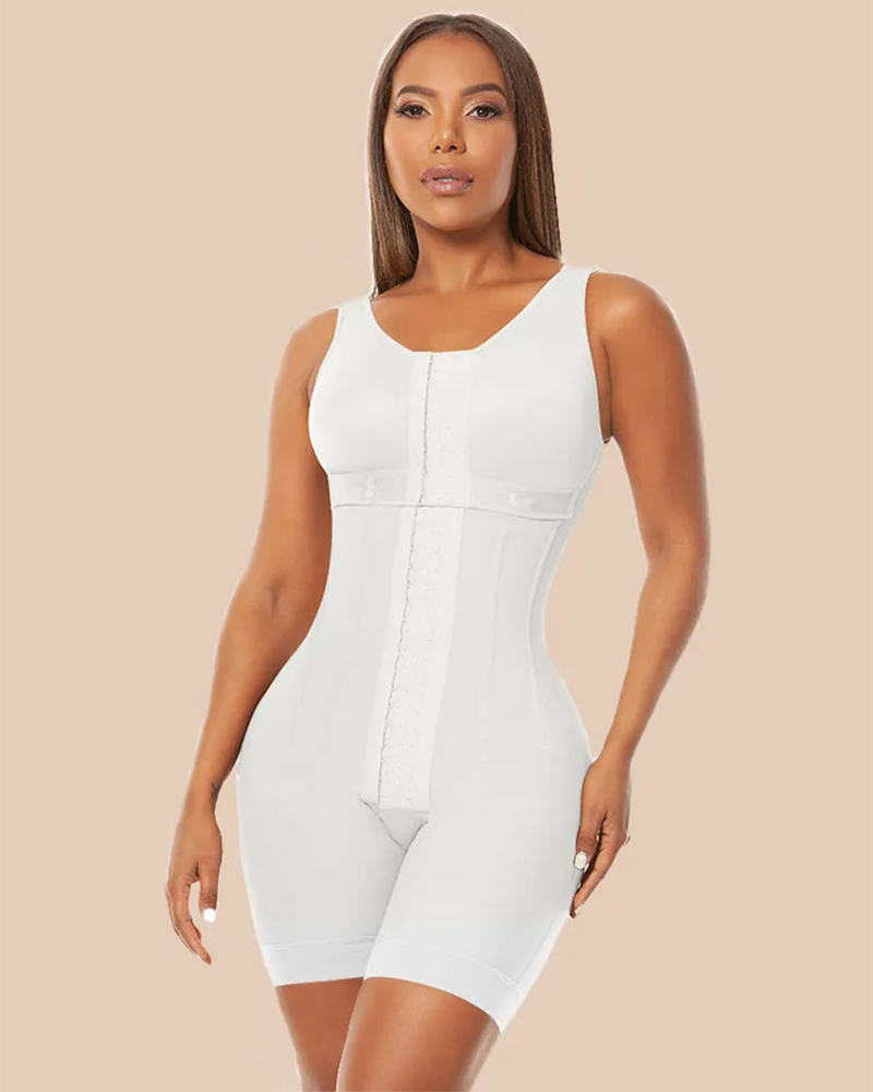 Cross Back Support Mid Length With Snap Button Shapewear