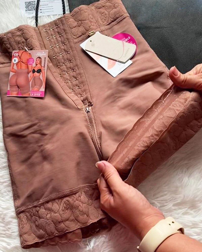 Hook-Eye Closure High Waist Shaping Shorts