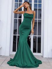 Sequin Insert Backless Mermaid Evening Dress