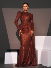 Full Cover Draped Sequin Dress