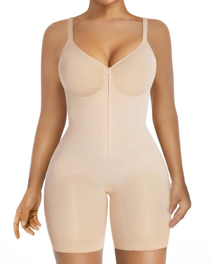 Seamless Front Zipper Tummy Control Full Body Shapewear