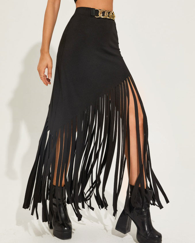 Tassels Slim-Fit Skirt
