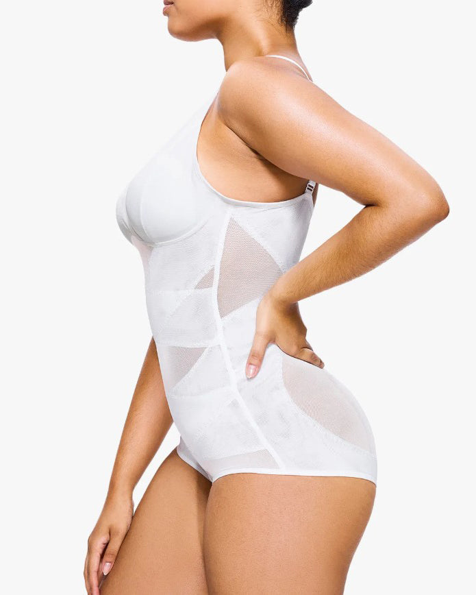 Sheer Mesh Slimming Thong Bodysuit