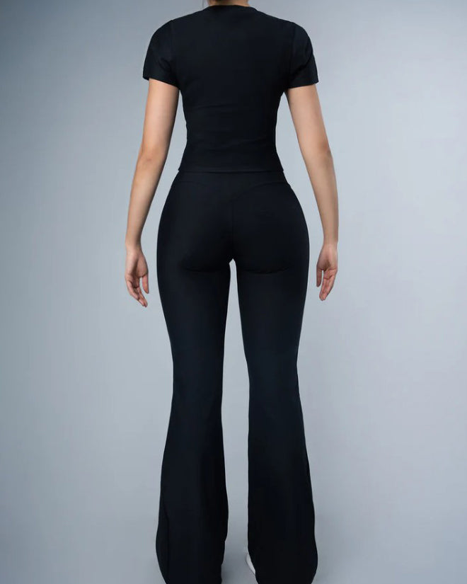 Casual Short-Sleeved Slim-Fit 2-Piece Set