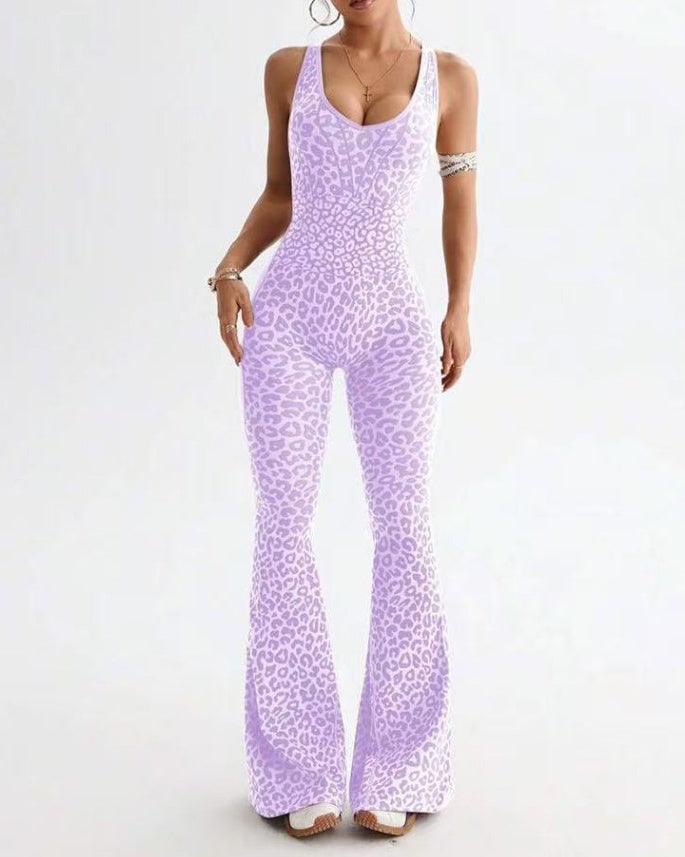 Backless Slimming Bodycon Flare Jumpsuit