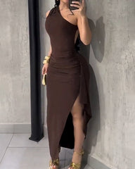 Side-Slit Off-Shoulder Sparkling Bodycon Dress
