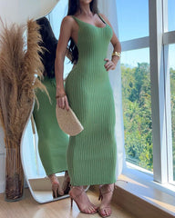 Knitted Backless Sleeveless Bodycon Dress