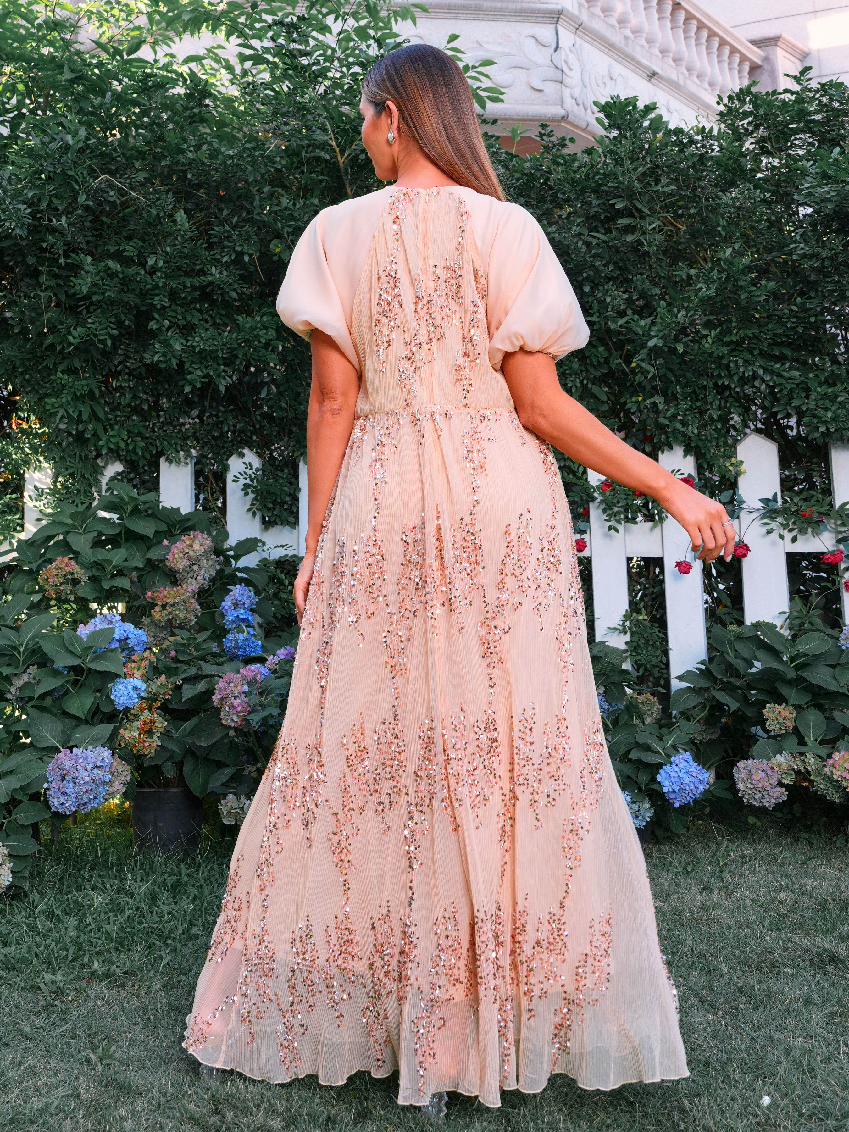 Lantern Sleeve A-line Tulle Dress