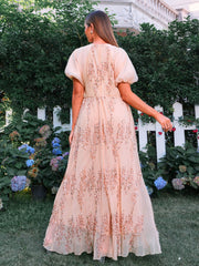 Lantern Sleeve A-line Tulle Dress