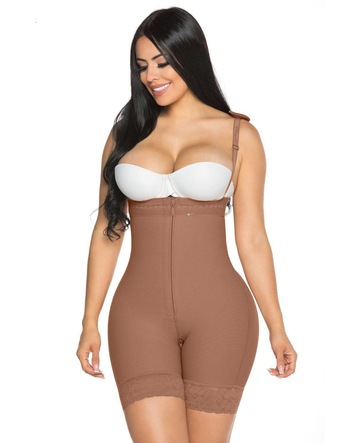 High Waisted Slimming Tummy Control Butt Lifting Zip-up Shaping Shorts
