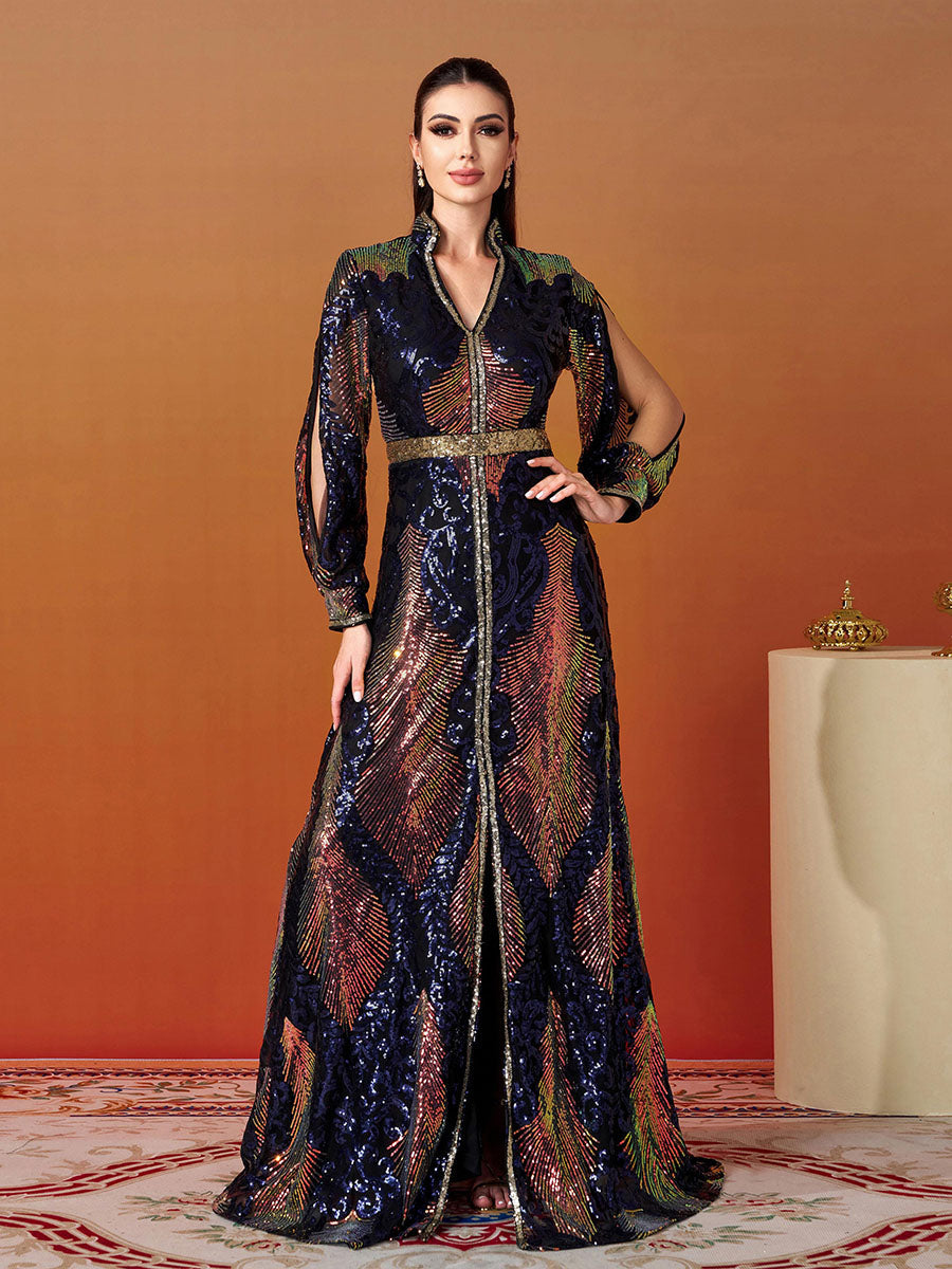 Cutout Sequin Maxi Dress