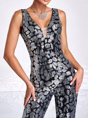 Sleeveless Cutout Sequin Jumpsuits