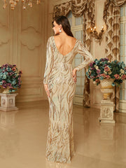 V-neck Backless Formal Dress