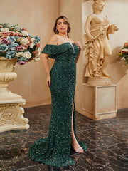 Plus Off Shoulder Split Mermaid Prom Dress