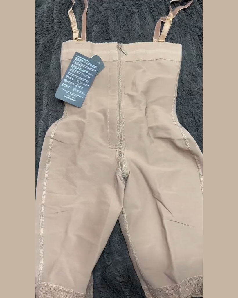 Tummy Control Shaper Shorts Knee Length Internal Hooks Zipper