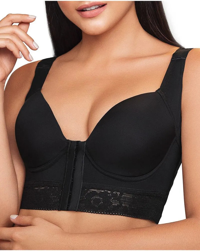 Back Support Front Hook Closure Full Cup Push Up Bra