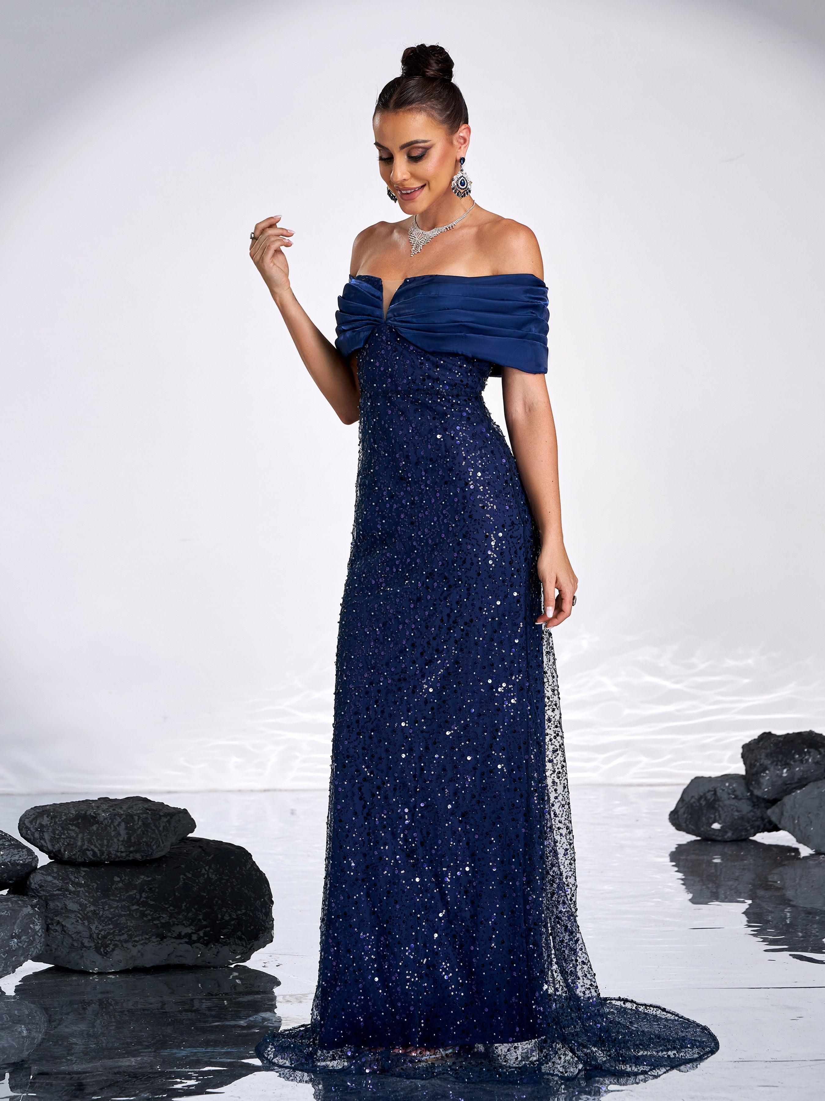 Sparkling Sequin Strapless Evening Gown Dresses