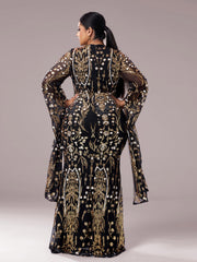 Plus Long Sleeve Mermaid Sequin Maxi Dress