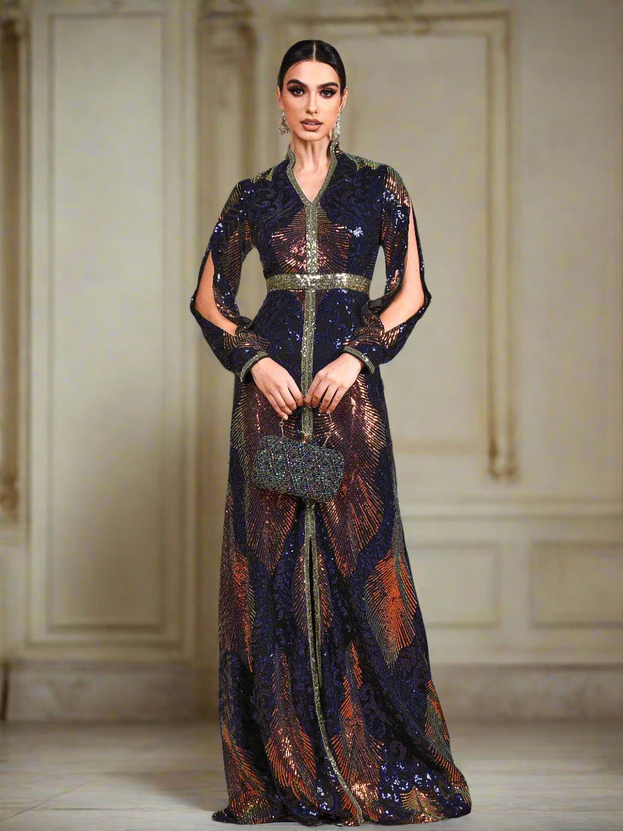 Cutout Sequin Maxi Dress