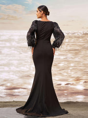 Classic Knot Long Sleeve Evening Dress