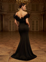 Off Shoulder Ruffled Mermaid Evening Dress