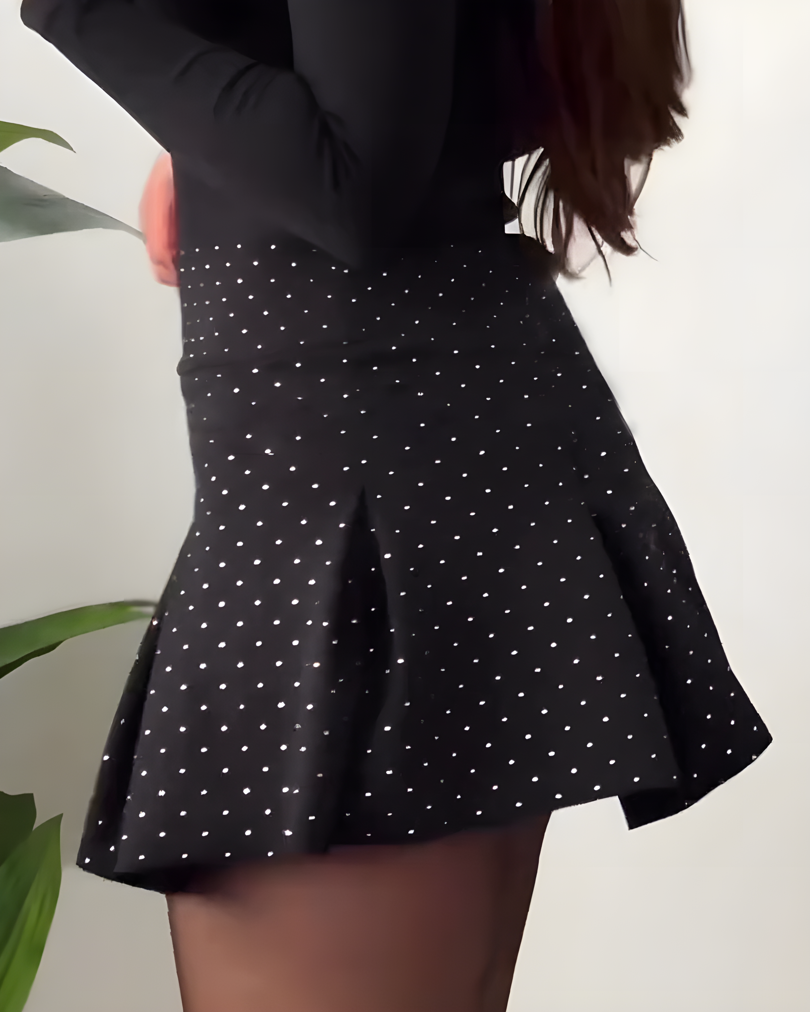 Sparkling Rhinestones Built-In Shorts A-Line Skirt