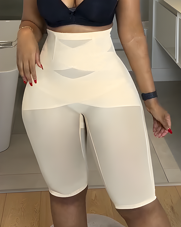 Sheer Mesh Tummy Control Mid- Length Shaper Pants