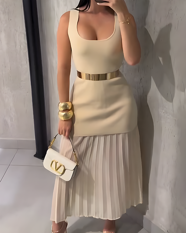 Knitted Mesh Patchwork Slim Dress